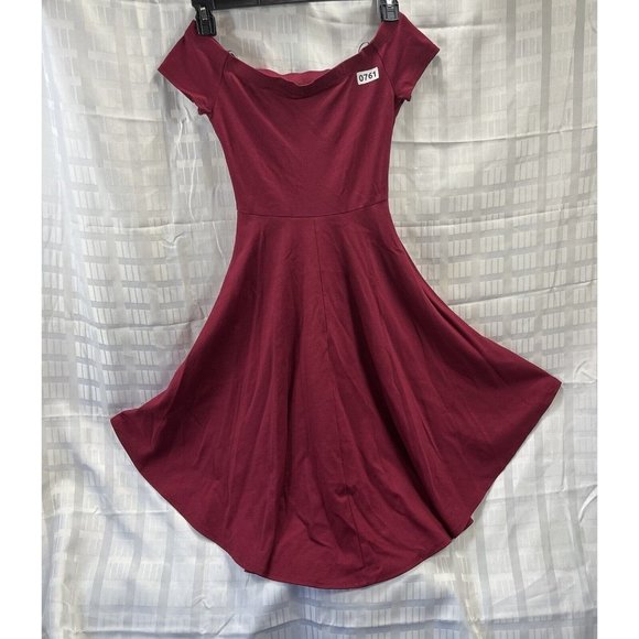 Windsor Womens Dress High Low Stretch Off Shoulder Color Red Burgundy Size S - Picture 15 of 16